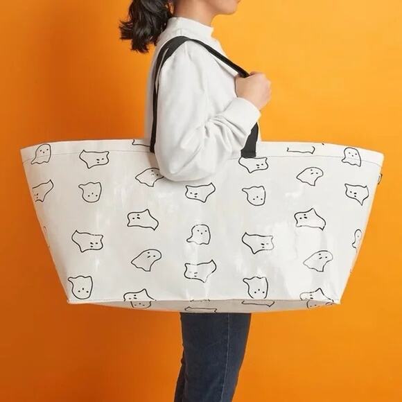 IKEA KUSTFYR Shopping Bag Large Ghost Halloween 21 ¾x13 ¾x14 ½ "/19 gallon NWT